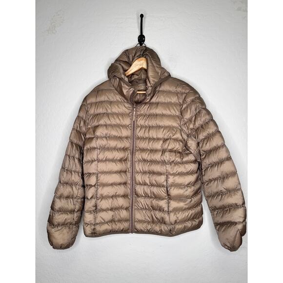 Wanto Womens Size XL Brown Duck Down Puffer Zipper Winter Hooded Jacket - Picture 1 of 10